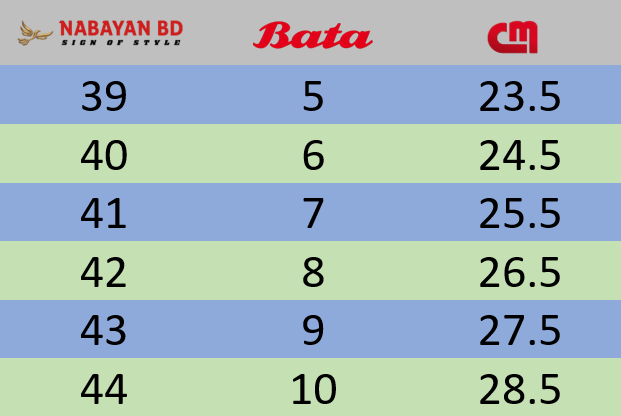 nabayan bd shoe size